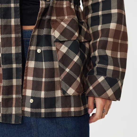 H&M coated collar twill plaid jacket - Picture 4 of 10